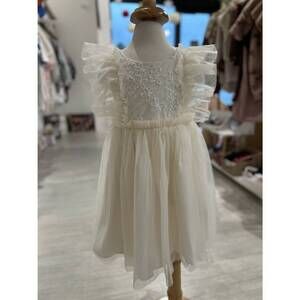 NEW INDIE BLUE girl's tulle dress in antique ivory